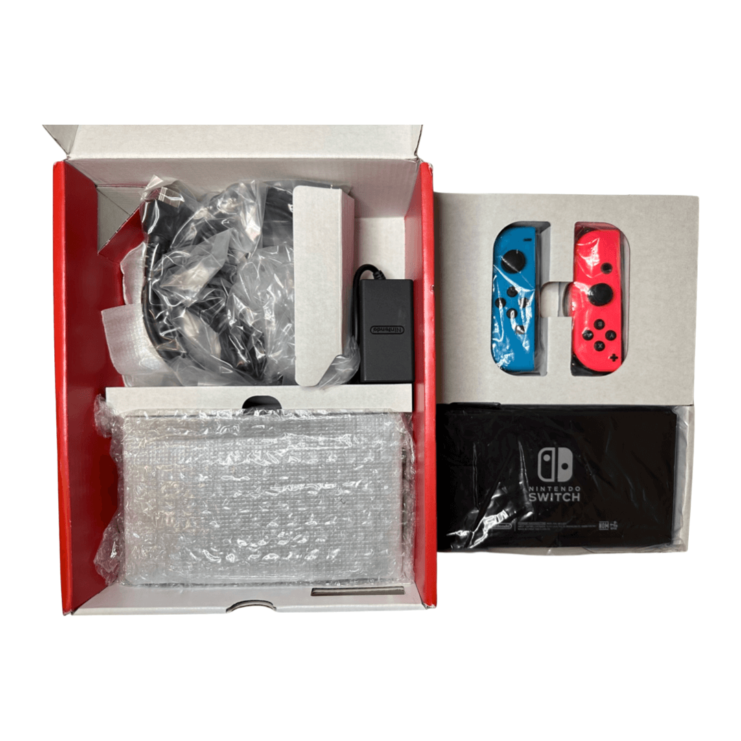 Nintendo Switch with Neon Blue and Neon Red Joy-Con