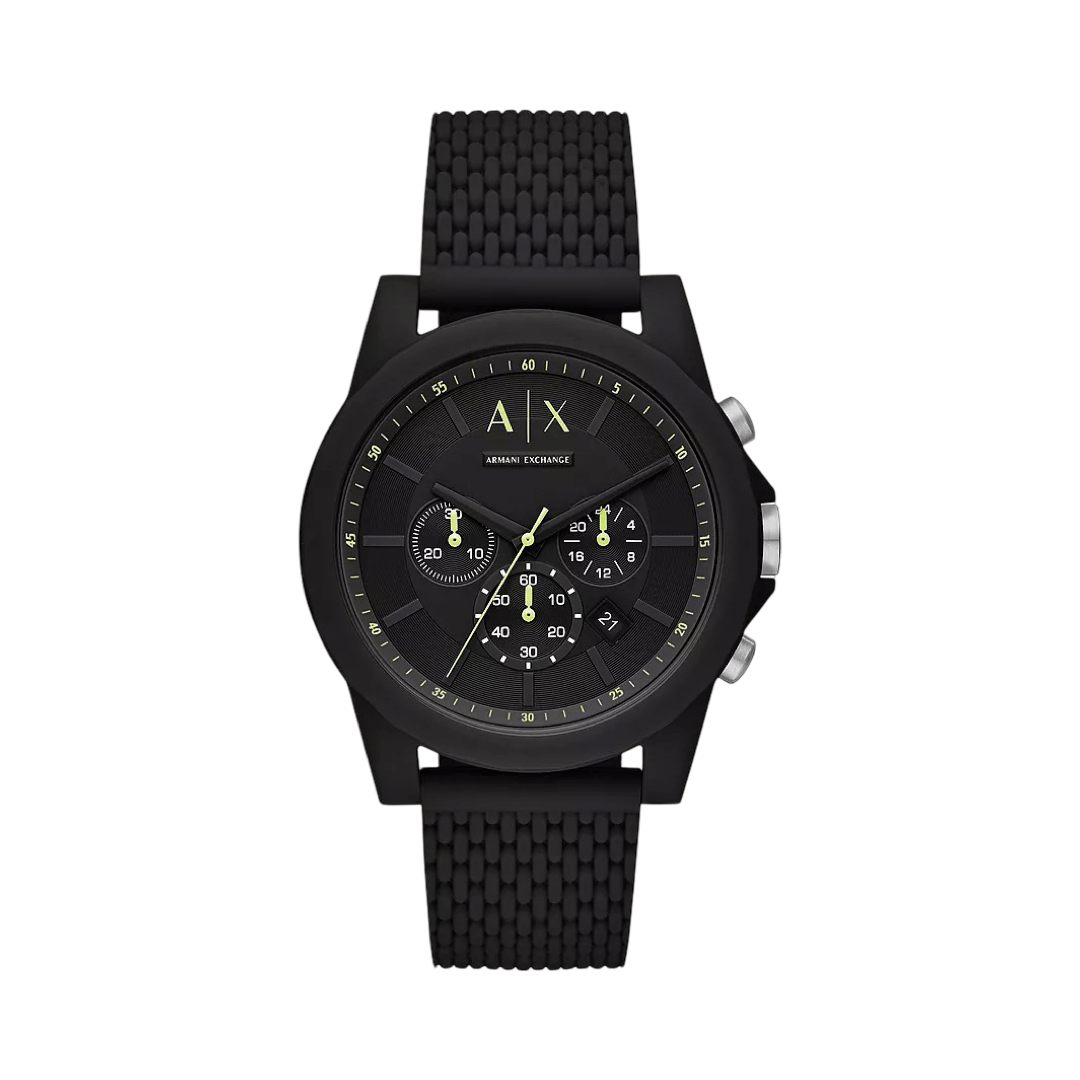 Armani Exchange Chronograph Black Silicone Watch