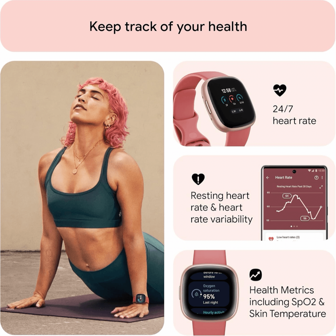 Fitbit Versa 4 Smartwatch - Pink Sand