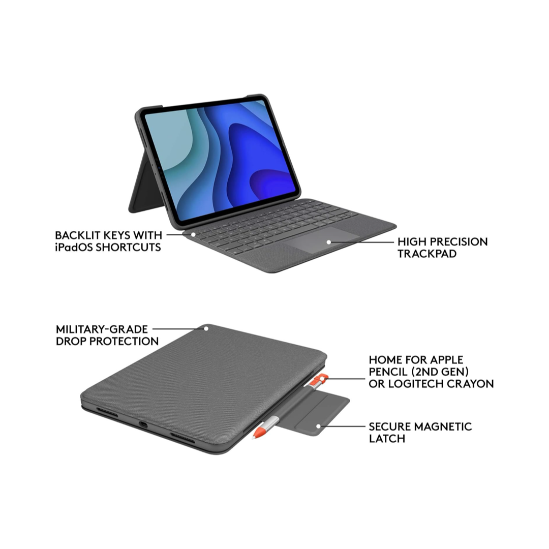 Logitech Combo Touch iPad Pro 11-inch Keyboard Case - Grey