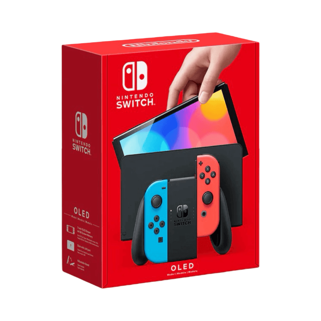Nintendo Switch OLED with Neon Red & Blue Joy-Con