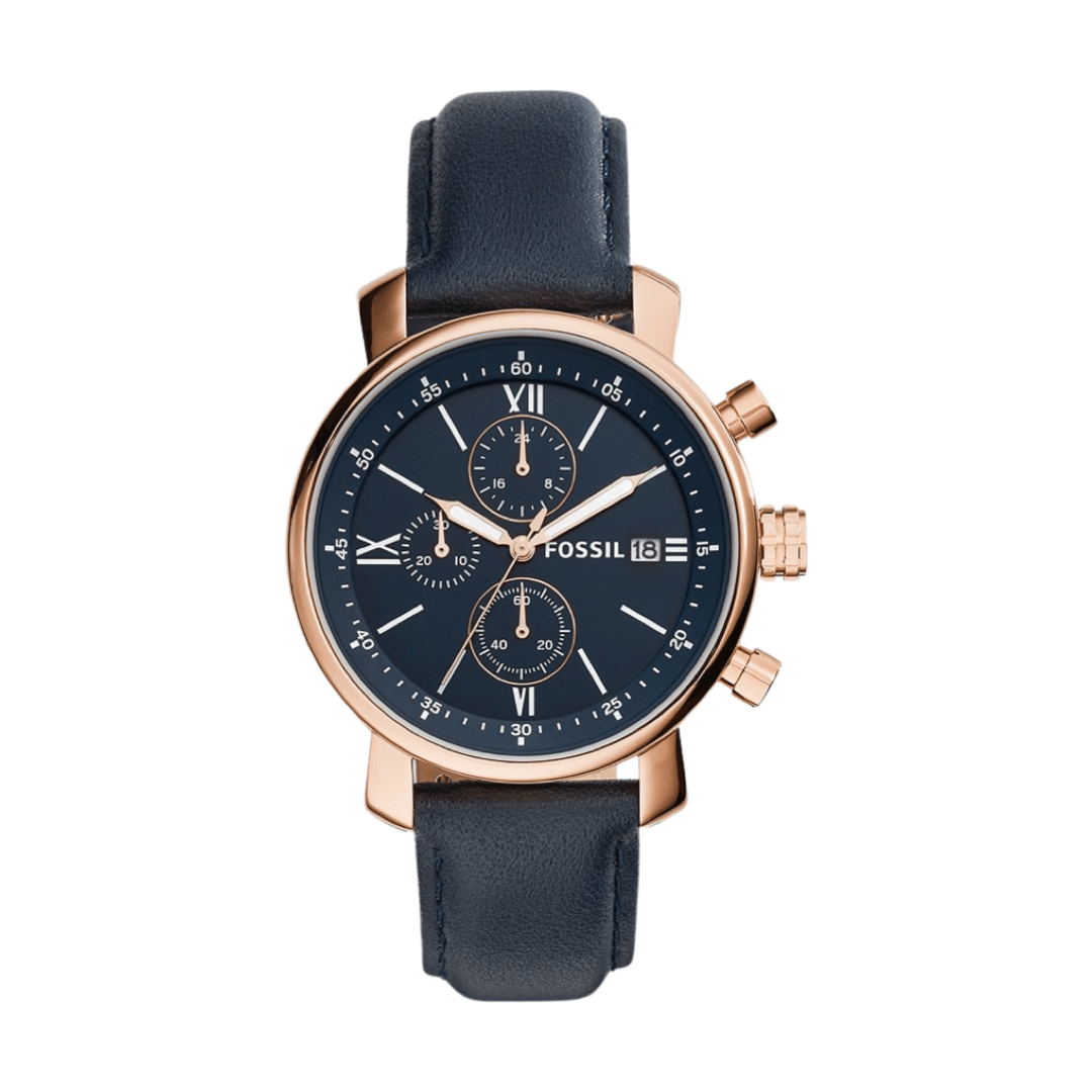 Fossil Chronograph Navy Leather Watch