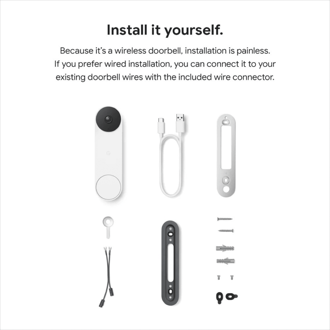 Google Nest Doorbell Battery Smart Video Doorbell - Snow (GA01318-US)