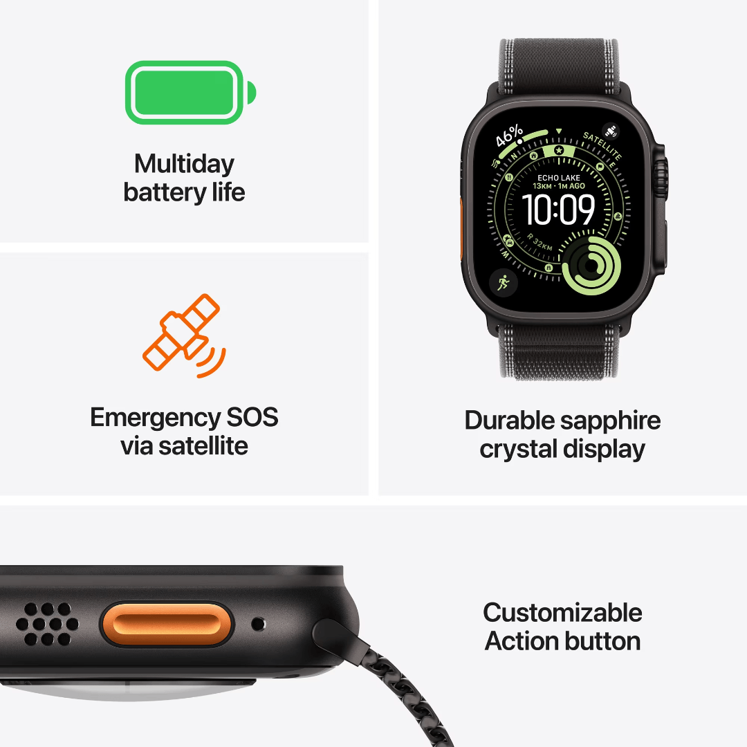 Apple Watch Ultra 3 GPS + Cellular 49mm Black Titanium with Translucent Black Ocean Band