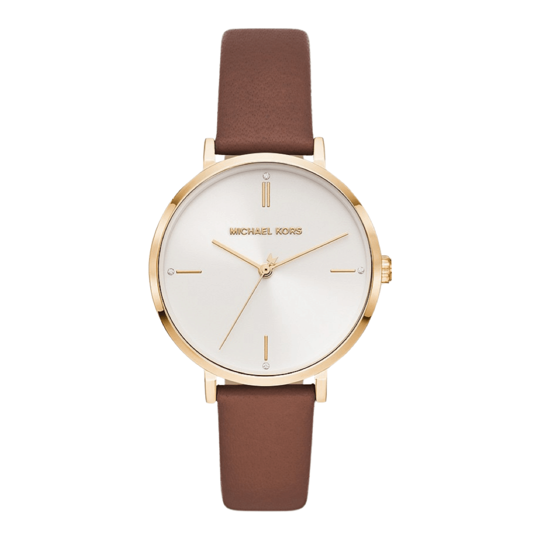 Michael Kors Three-Hand Brown Leather Women's Watch